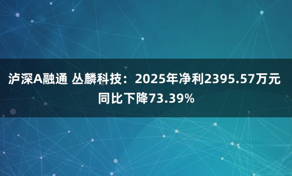 泸深A融通 丛麟科技：2025年净利2395.57万元 同比下降73.39%